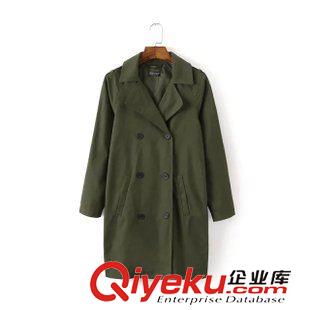 TOP家 XCG0822  15秋冬新款歐美風(fēng)top西裝領(lǐng)中長款雙排扣休閑風(fēng)衣外套原始圖片3