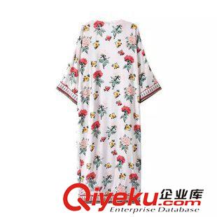 H$M家 WDDD5526   15新款歐美風復古花朵印花人棉長款開衫和服式女外套原始圖片2
