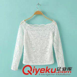 H$M家 LAaC50112    2015春季新款歐美時尚一字花邊領(lǐng)性感蕾絲打底衫原始圖片3