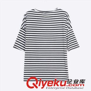 27號新款 SYC0927   15新款 歐美風(fēng)圓領(lǐng)短袖條紋寬松套頭T恤 女原始圖片2