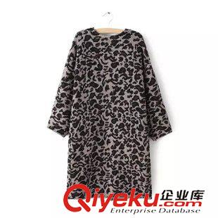 20號(hào)新款 ND00921    2015秋新款歐美風(fēng)時(shí)尚款雙口袋長(zhǎng)款豹紋毛衣  女原始圖片3