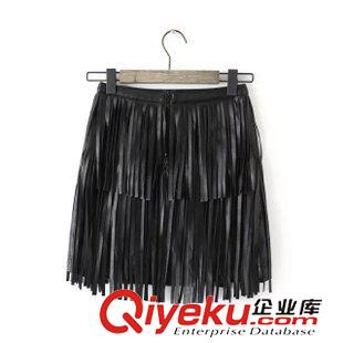 18號(hào)新款 XCD5918    15秋季新款歐美風(fēng)高腰流蘇拼接包臀PU皮半身裙 短裙原始圖片2