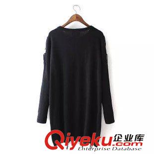 18號新款 AG5918    15秋冬新款歐美風圓領不規(guī)則流蘇拼接長袖套頭毛衣 女原始圖片3