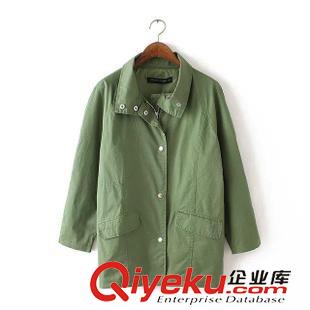 14號(hào)新款 B1E5914   15秋季新款韓版時(shí)尚翻領(lǐng)插肩袖雙口袋寬松風(fēng)衣外套女原始圖片2