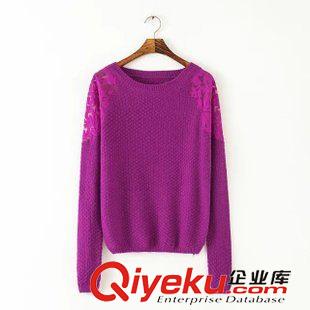 11號新款 JD0911   15秋季新款韓版圓領(lǐng)寬松菱形格子拼色套頭針織衫女毛衣