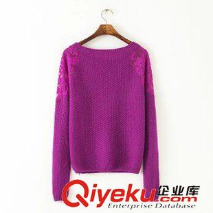 11號新款 JE0911    15秋季新款韓版肩部蕾絲圓領長袖套頭針織衫毛衣 女原始圖片3