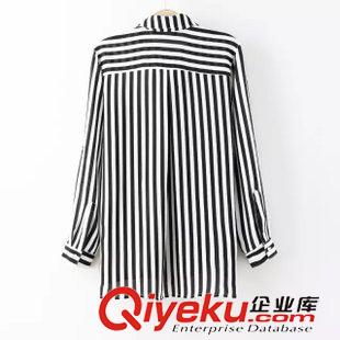 9號(hào)新款 SQC80911    2015秋新款歐美風(fēng)ZA經(jīng)典黑白條紋口袋襯衣  女原始圖片2