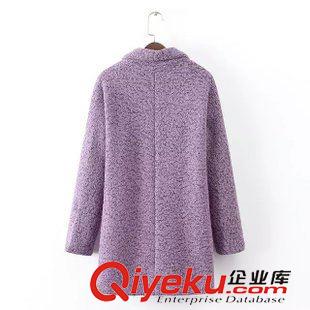 4號新款 CCI0904   15秋新款韓版時尚中長款毛呢外套女繭型紫色呢子大衣女原始圖片2
