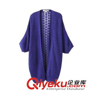 31號新款 AEF0831   15新款歐美風(fēng)蕾絲拼接中長款針織開衫外套　女原始圖片2