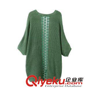 31號新款 AEF0831   15新款歐美風(fēng)蕾絲拼接中長款針織開衫外套　女原始圖片3