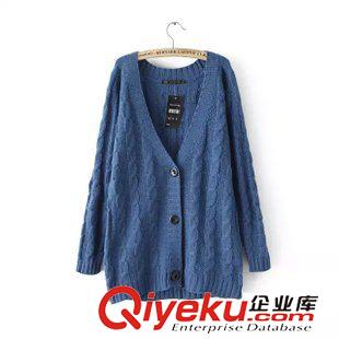 29號新款 FHC50829    2015秋新款歐美 爆款 三粒扣V領(lǐng)麻花開衫毛衣 女原始圖片2
