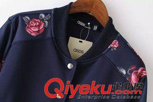 22號新款 CD5822  15新款歐美風(fēng)時(shí)尚袖子印花立領(lǐng)長袖空氣層棒球服夾克外套原始圖片3