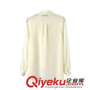 22號新款 XCD0822   15新款歐美風(fēng)時尚top蝴蝶結(jié)系帶飄帶長袖女式襯衫原始圖片3