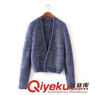 20號(hào)新款 SF2C5820  15秋季新款亮絲復(fù)古百搭粗棒針混色毛絨絨開衫毛衣外套原始圖片2