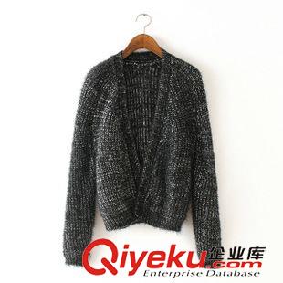 20號(hào)新款 SF2C5820  15秋季新款亮絲復(fù)古百搭粗棒針混色毛絨絨開衫毛衣外套原始圖片3