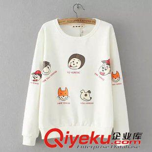 20號新款 OKＣ5820　15秋新款森女日系時尚圓領(lǐng)長袖刺繡網(wǎng)球拍寬松T恤女