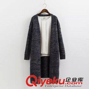 18號新款 NRD00821    2015秋新款歐美風(fēng)混色口袋長款針織開衫 女原始圖片2