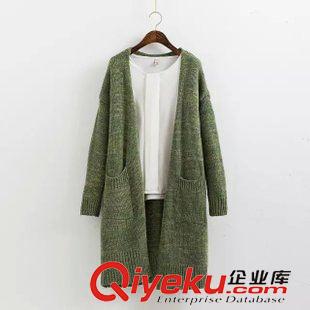 18號新款 NRD00821    2015秋新款歐美風(fēng)混色口袋長款針織開衫 女原始圖片3