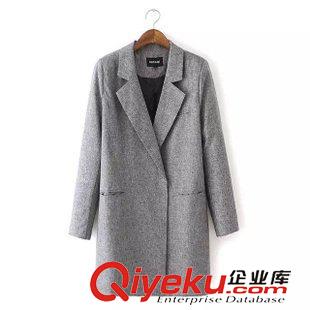 12號(hào)新款 HCF5812    15新款歐美風(fēng)時(shí)尚翻領(lǐng)長(zhǎng)袖大碼中長(zhǎng)款大衣外套女原始圖片2