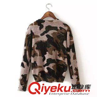 12號新款 XYLE0812   15新款歐美風(fēng)時尚豹紋迷彩印花圓領(lǐng)長袖套頭毛衣 女原始圖片2