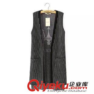 12號(hào)新款 PZ1D5812   15新款歐美風(fēng)時(shí)尚條紋開衫無袖不規(guī)則針織馬夾原始圖片2