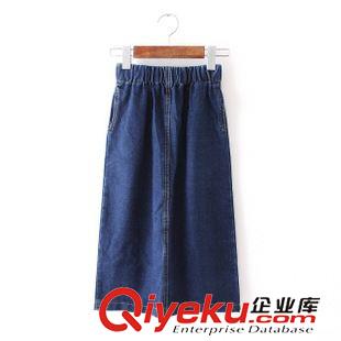 8號新款 WAD50815    2015秋新款歐美修身松緊腰牛仔及膝半身裙 女原始圖片2