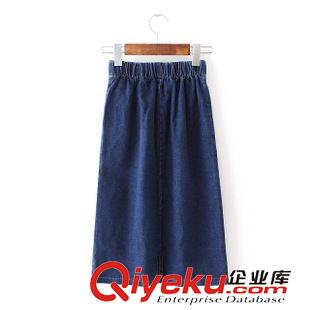 8號新款 WAD50815    2015秋新款歐美修身松緊腰牛仔及膝半身裙 女原始圖片3