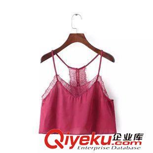 29號(hào)新款 D15B5801   2015新款歐美風(fēng)時(shí)尚性感蕾絲拼接吊帶短款小背心女原始圖片3