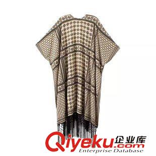 27號新款 WDD5730    15秋新款歐美風人棉印花和服式流蘇薄圍巾女披肩外套原始圖片2
