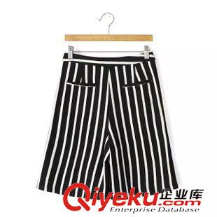 25號(hào)新款 LAaD5725     2015夏季新款 歐美風(fēng)時(shí)尚豎條紋高腰休閑女式短褲原始圖片2