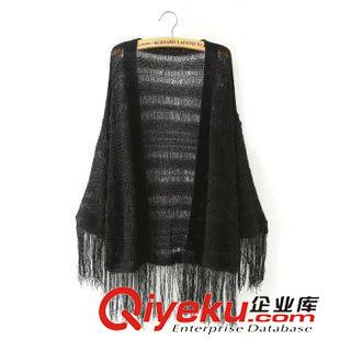 22號新款 CC3E2720   15秋季新款韓版時尚百搭下擺流蘇鏤空長袖針織衫外套原始圖片2
