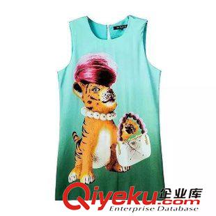 13號新款 BC2D5712     2015新款歐美風(fēng)時尚動物印花圓領(lǐng)無袖背心連衣裙原始圖片2