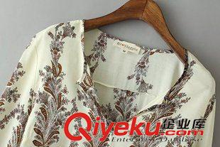13號(hào)新款 BJC8712    2015新款歐美風(fēng)V領(lǐng)漸變印花人棉長(zhǎng)袖寬松百搭女式襯衫原始圖片3