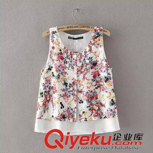 27號(hào)新款 baiC3627   2015新款歐美風(fēng)青花瓷印花圓領(lǐng)露肩短袖寬松女式T恤