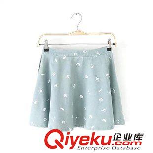 18號新款 CC5B5620   15新款歐美風時尚可愛英文字母印花牛仔半身裙短裙女原始圖片2