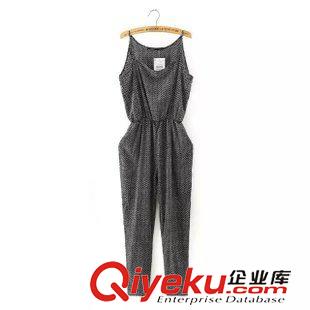 18號(hào)新款 D2D0617     15新款歐美風(fēng)時(shí)尚印花圓領(lǐng)無(wú)袖松緊腰吊帶連體長(zhǎng)褲女原始圖片2