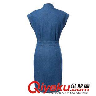 1號(hào)新款 C5E5604    2015新款歐美風(fēng)時(shí)尚修身包臀無(wú)袖牛仔套頭V領(lǐng)連衣裙女原始圖片2