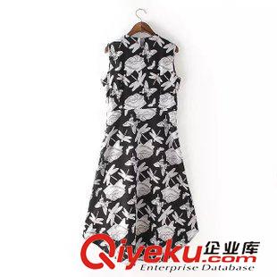 27號新款 YAD5528   2015年夏季新款歐美風優(yōu)雅蝴蝶無袖燕尾裙連衣裙 女原始圖片2