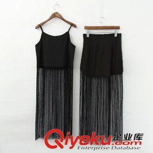 25號新款 NG1F0527     2015新款歐美風流蘇吊帶上衣+流蘇半身裙兩件套女原始圖片2