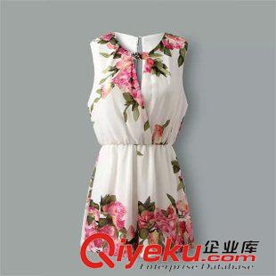 23號新款 JIUC8526     2015新款歐美風印花圓領露背露胸交叉連體短褲 女原始圖片2