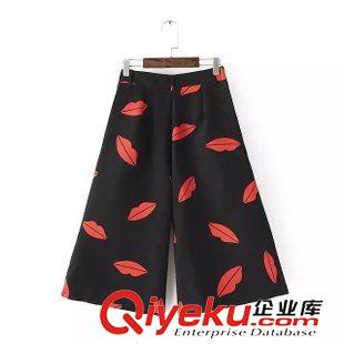 21號新款 IKD0525     2015新款經(jīng)典簡約紅唇 摩登女郎休閑闊腿褲 女褲原始圖片2