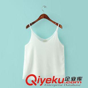 7號新款 AZB5507   15春夏新款兩件套裝v領(lǐng)無袖吊帶雪紡衫小背心 女上衣原始圖片2