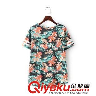 7號(hào)新款 AFB8507    2015新款歐美風(fēng)樹葉字母印花圓領(lǐng)短袖女式T恤原始圖片2