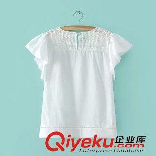 21號(hào)新款 SF1C00422    2015 夏新款韓國(guó)東大門(mén)代購(gòu)款全棉百搭荷葉邊袖T恤原始圖片2
