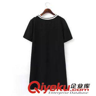 17號(hào)新款 LB1D0417    15新款歐美風(fēng)V領(lǐng)螺紋運(yùn)動(dòng)休閑寬松直筒短袖連衣裙 女原始圖片3