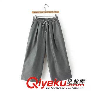 17號(hào)新款 SF1C50418    2015夏新款韓國(guó)東大門代購(gòu)款七分松緊闊腿褲 女原始圖片2