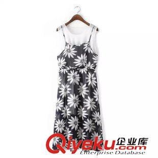 14號新款 BD1F5414   2015春夏新款歐美時尚黑白波點吊帶系帶蝴蝶結(jié)連衣裙