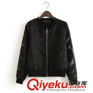 8號新款 YED5408    2015春季新款韓版時尚蕾絲鉤花棒球服夾克外套女上衣原始圖片2