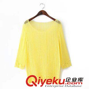 3號新款 NG1D0403      2015新款 歐美時(shí)尚圓領(lǐng)長袖下擺流蘇圓純色針織衫原始圖片3