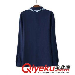 3號新款 MLB2403     2015新款歐美時尚繡花邊領(lǐng)翻領(lǐng)長袖女式襯衫原始圖片3